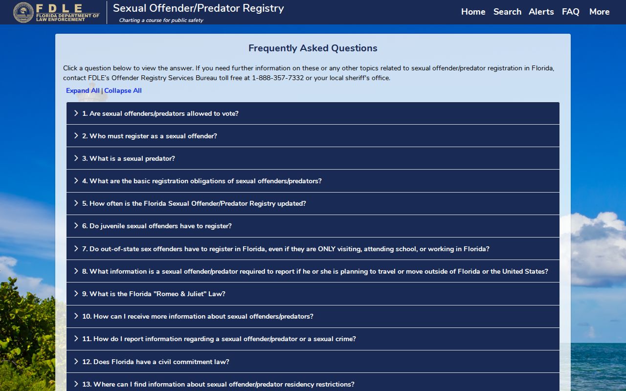 Official Hillsborough County sex offender registry profile and correction guidance