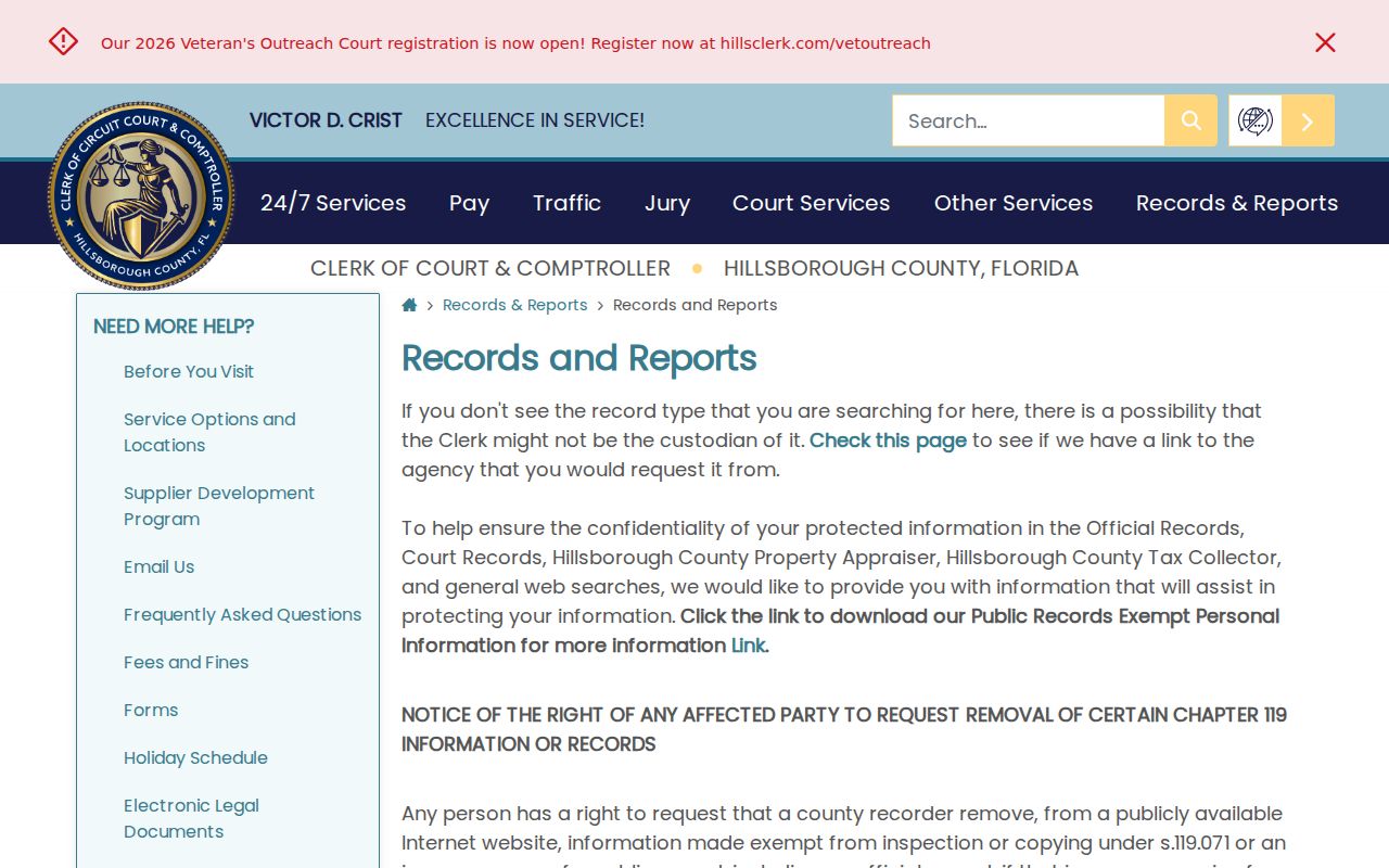 Plant City criminal history Clerk court record products